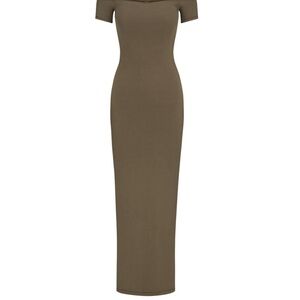 SOFT LOUNGE OFF THE SHOULDER DRESS -
ARMY